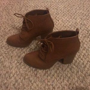 Brown ankle height booties